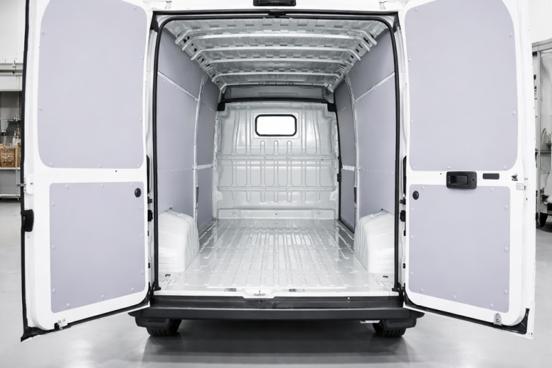 Leerer Transporter mit offenen Türen